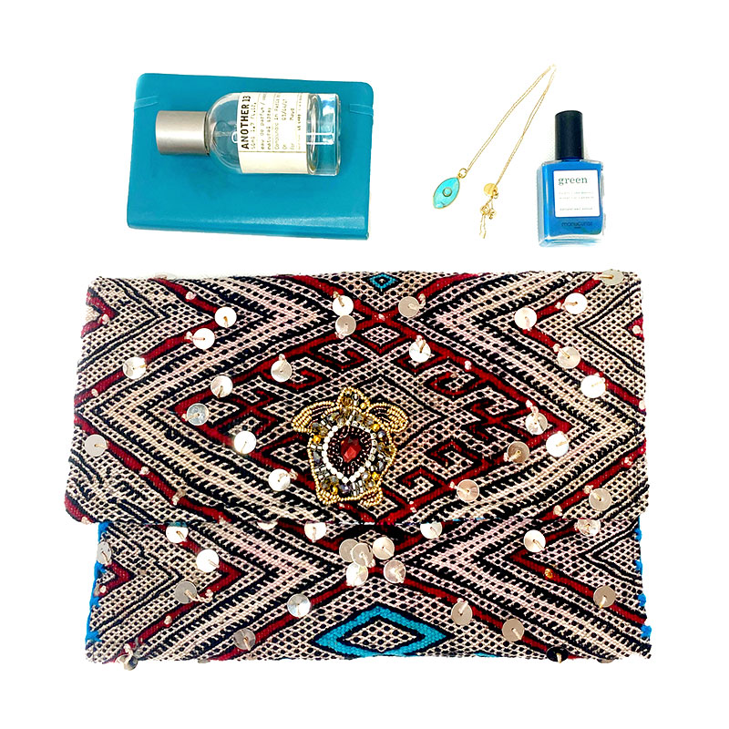 pochette kilim berbere tortue strass maud fourier