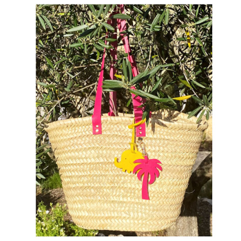 louise fuchsia leather handles beach straw basket maud fourier