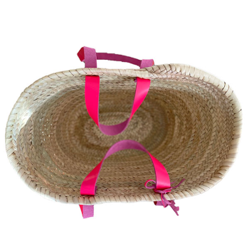 beach straw basket neon pink leather maud fourier