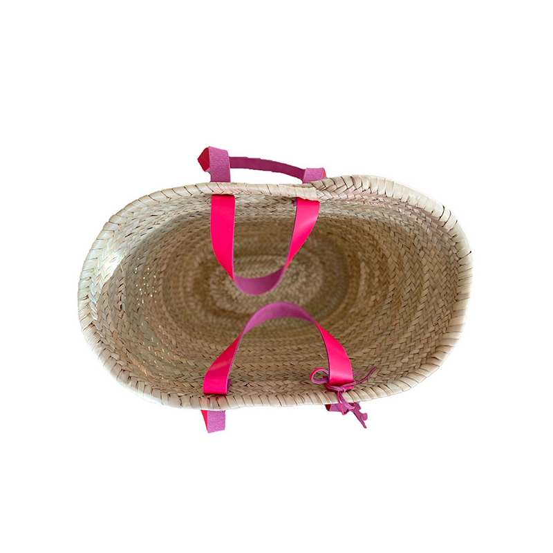 beach straw basket neon pink leather maud fourier