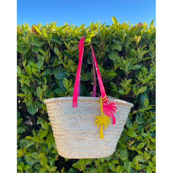 beach straw basket neon pink leather maud fourier