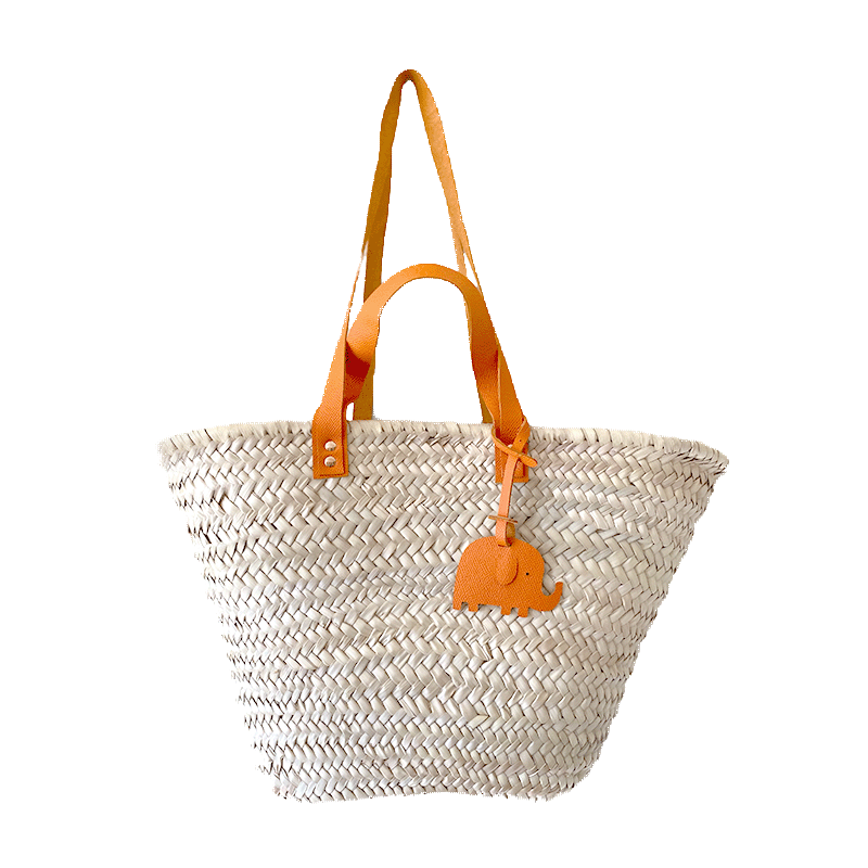 straw basket orange leather maud fourier