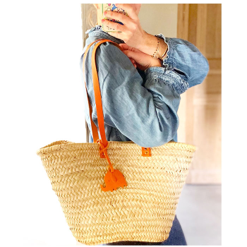 straw basket orange leather maud fourier