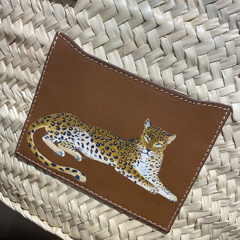 leopard beach straw basket leather by maud fourier