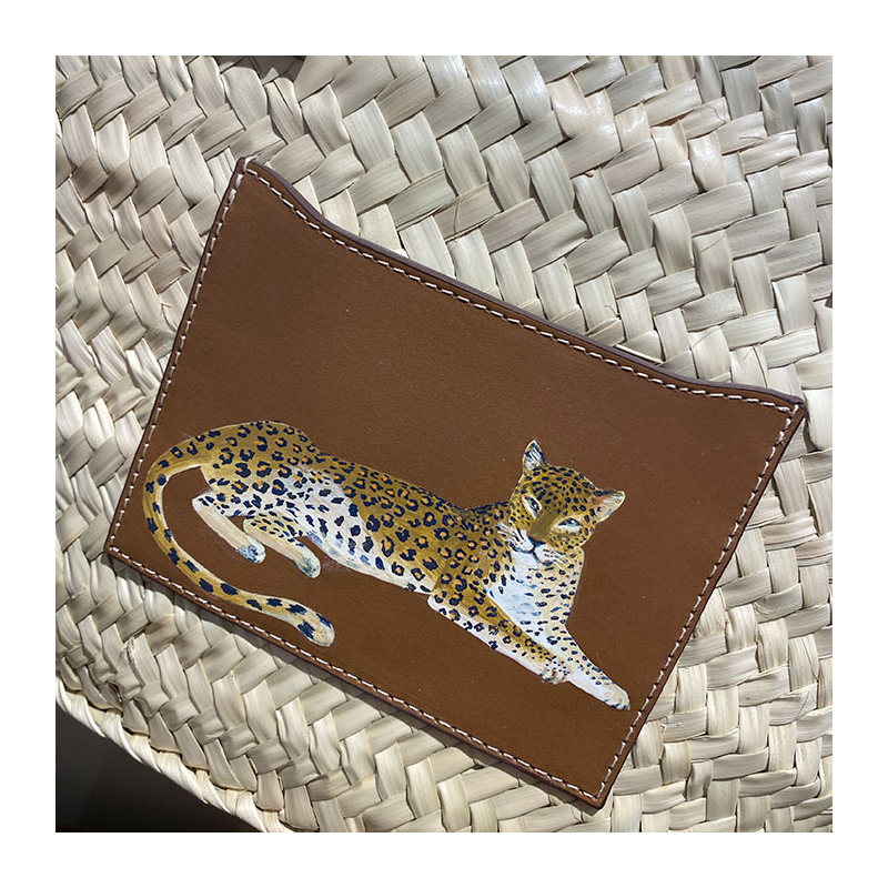 leopard beach straw basket leather by maud fourier