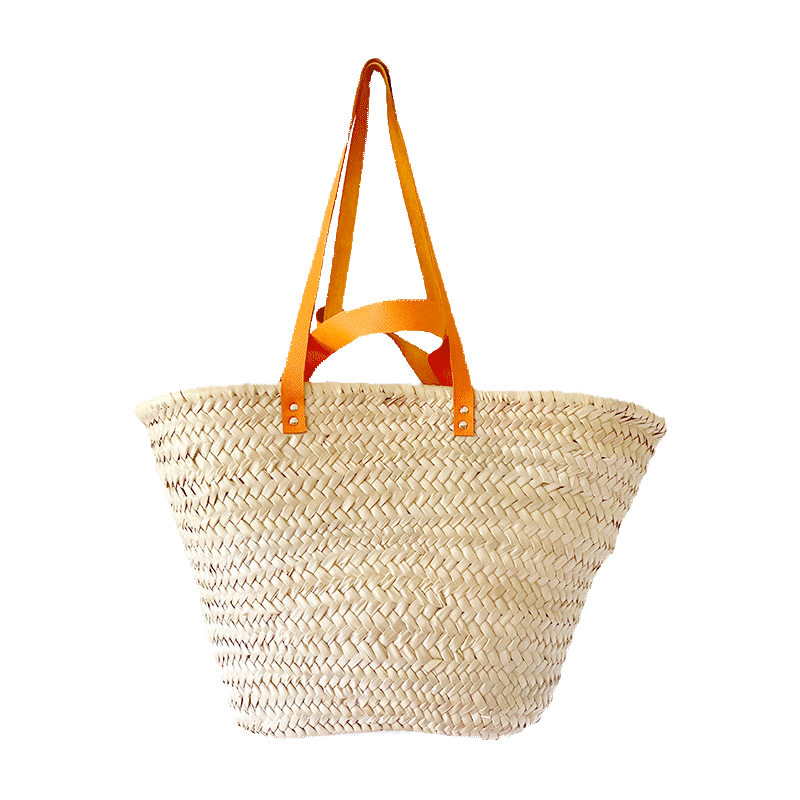 orange leather handles beach straw basket maud fourier