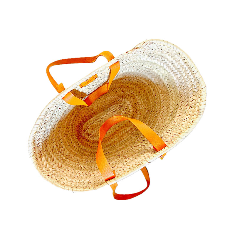 orange leather handles beach straw basket maud fourier