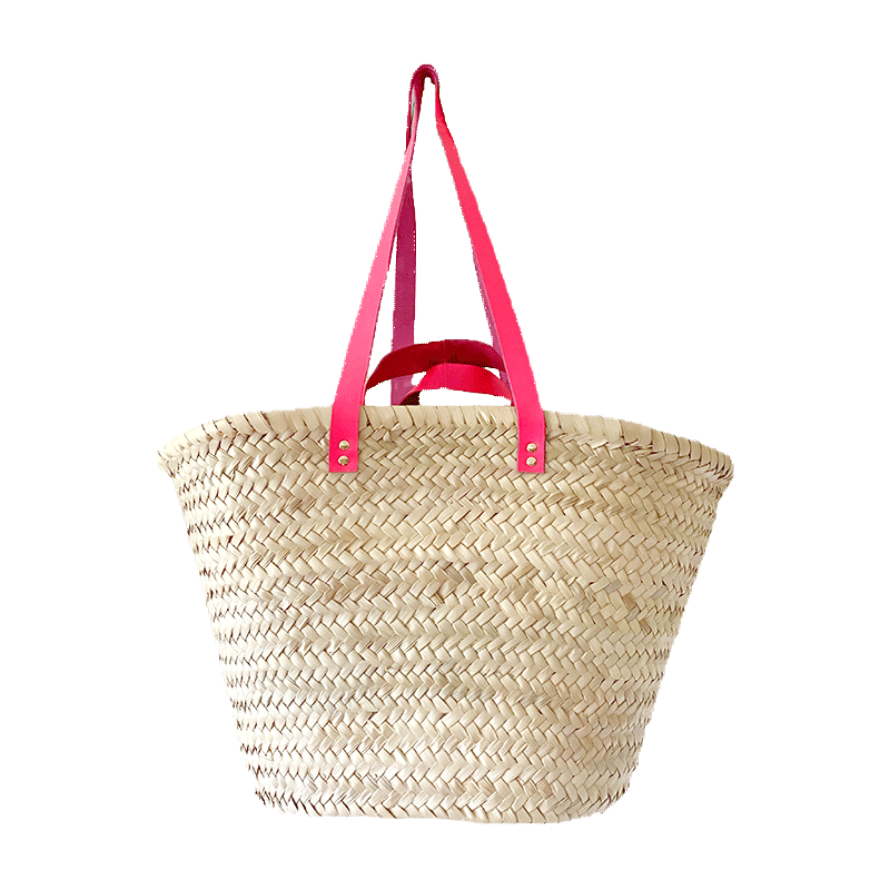 beach straw basket neon pink leather maud fourier