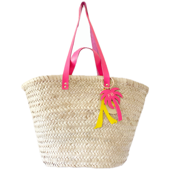 beach straw basket neon pink leather maud fourier