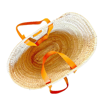 straw basket orange leather maud fourier