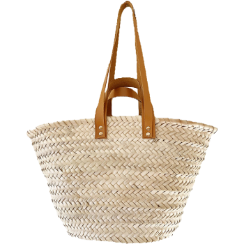 camel leather customized straw beach basket maud fourier