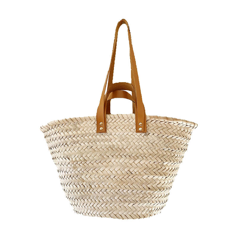 camel leather customized straw beach basket maud fourier