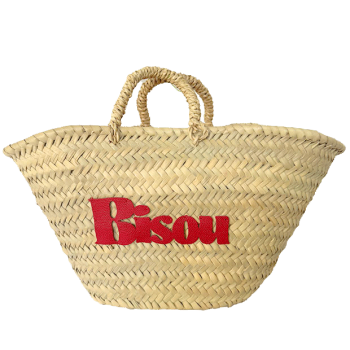 Panier personnalisé Bisou cuir grainé rouge - Maud Fourier Paris