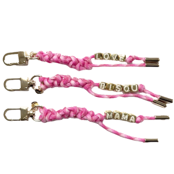 porte cle corde rose tresse maud fourier
