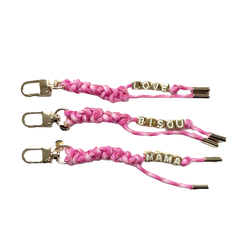 porte cle corde rose tresse maud fourier