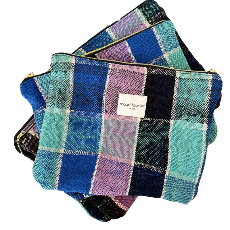 Grande pochette en plaids berbères vintage multicolores – pièce unique