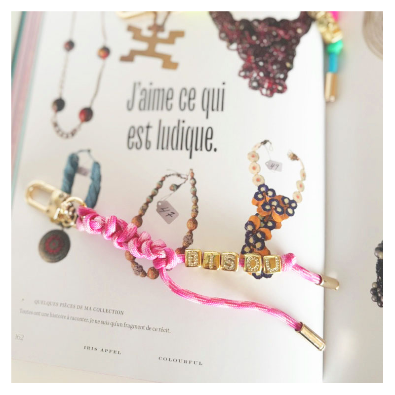 bijou de sac porte cle corde tresse bleu maud fourier