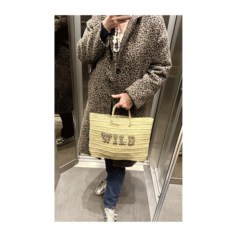 rock leopard straw basket by maud fourier