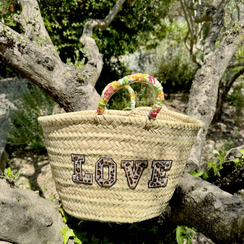 love leopard straw basket