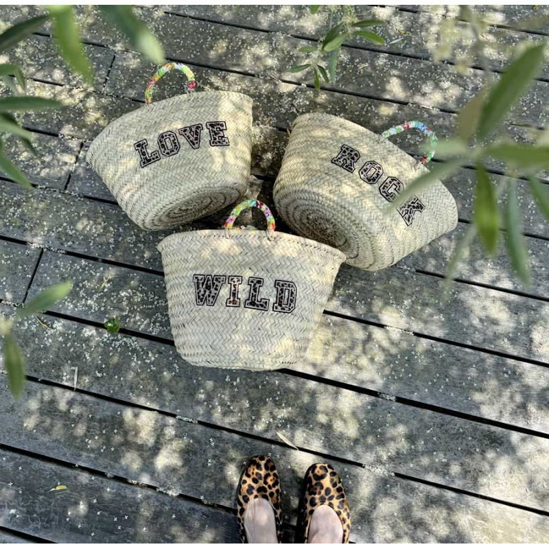 love leopard straw basket