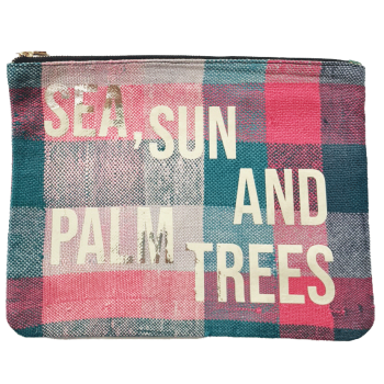 Trousse de plage upcyclée Sea Sun Palm Trees Maud Fourier Paris