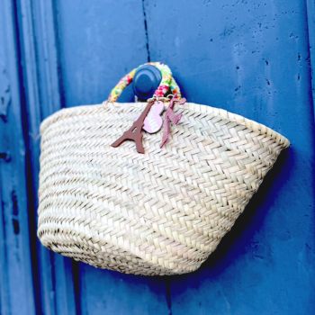Tour Eiffel – Bijou de sac ou porte-clé en cuir upcyclé rose
