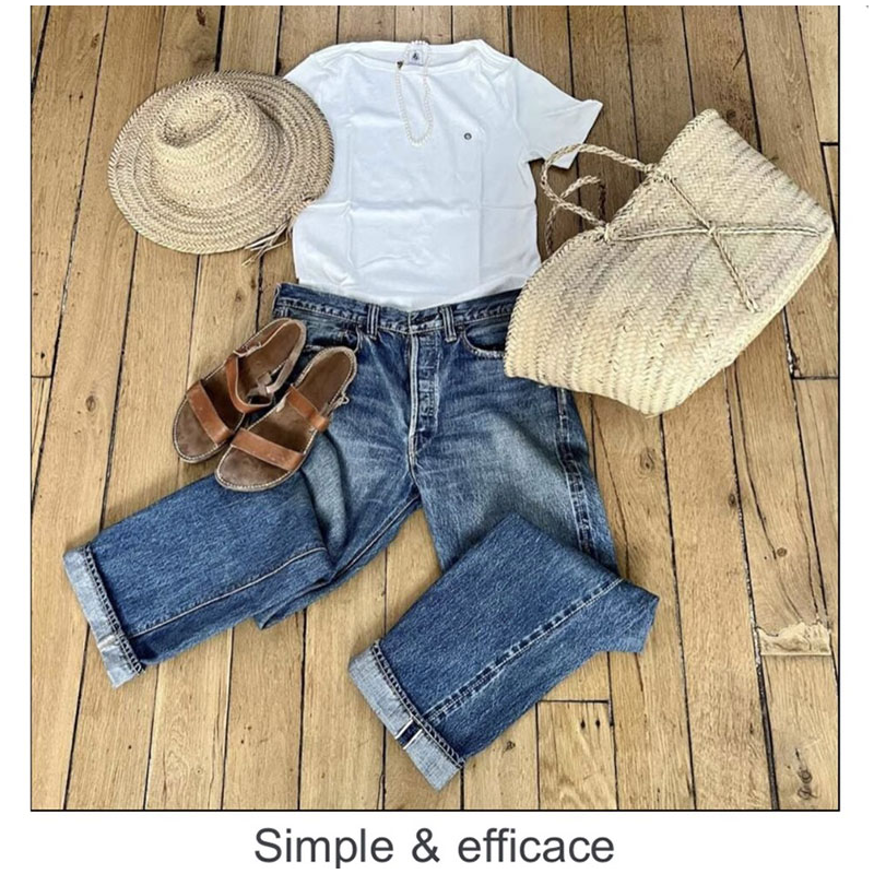 Red lining Vichy straw Basket by Ines de la Fressange Paris