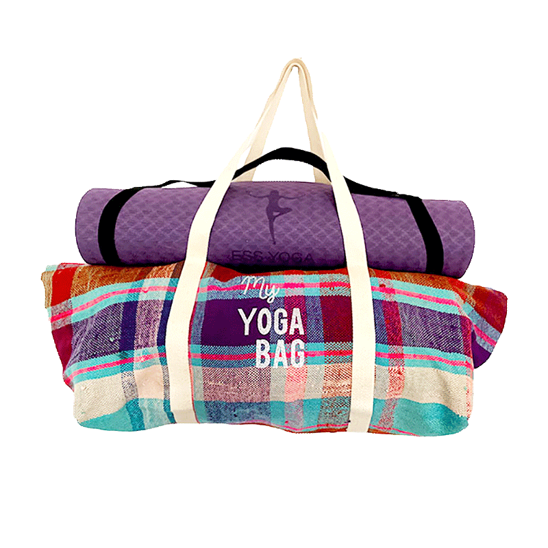 multicolored yoga bag upcycled fabric customized by maud fourier paris