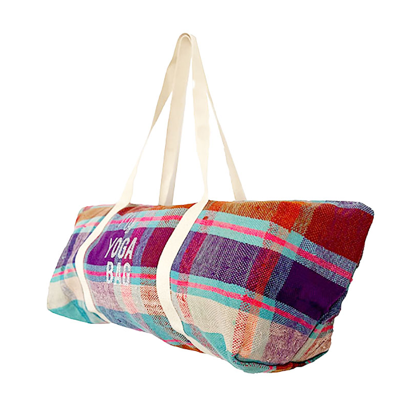 yoga bag made upon upcycled fabric customized by maud fourier paris