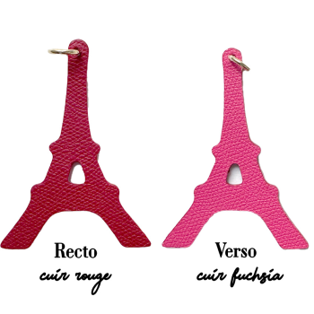 Eiffel Tower leather charm red/fuchsia – Italian gold ring