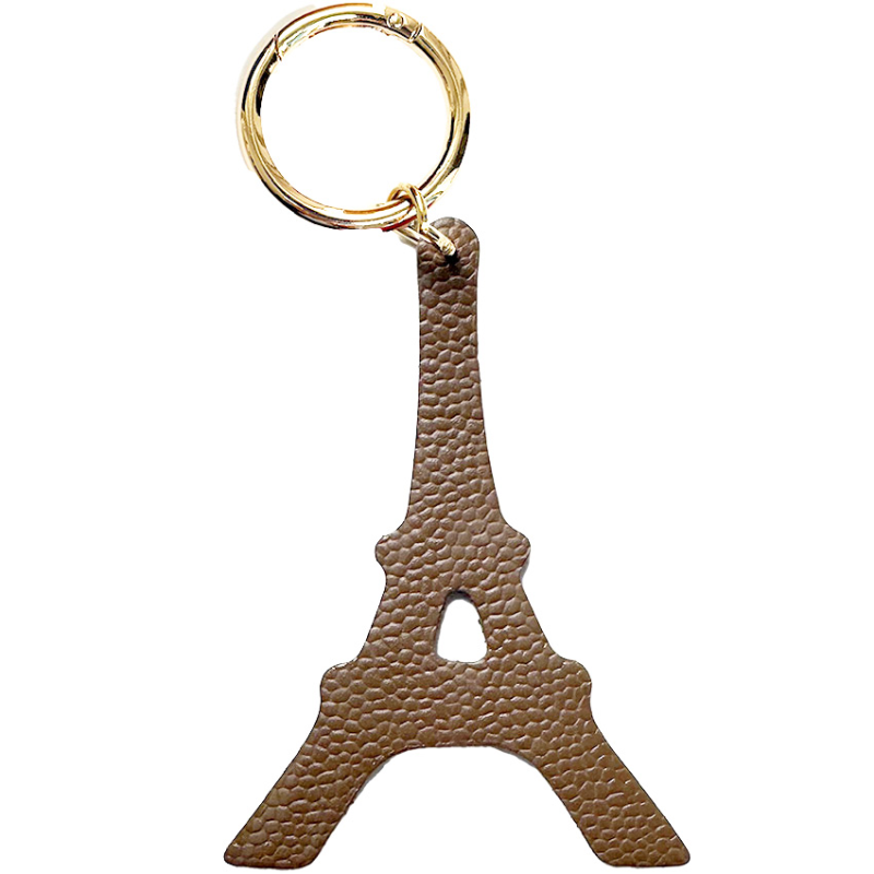 Eiffel Tower leather bag charm – upcycled calf, handmade in Paris