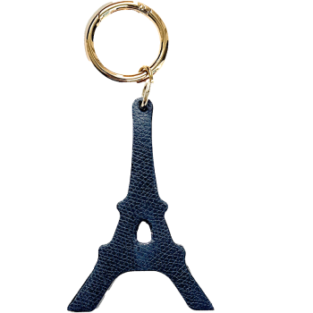 Eiffel Tower leather bag charm – upcycled calf, handmade in Paris