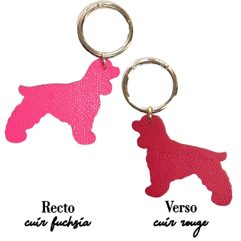 bijou de sac chien cuir bicolore issu de surstock créé par maud fourier