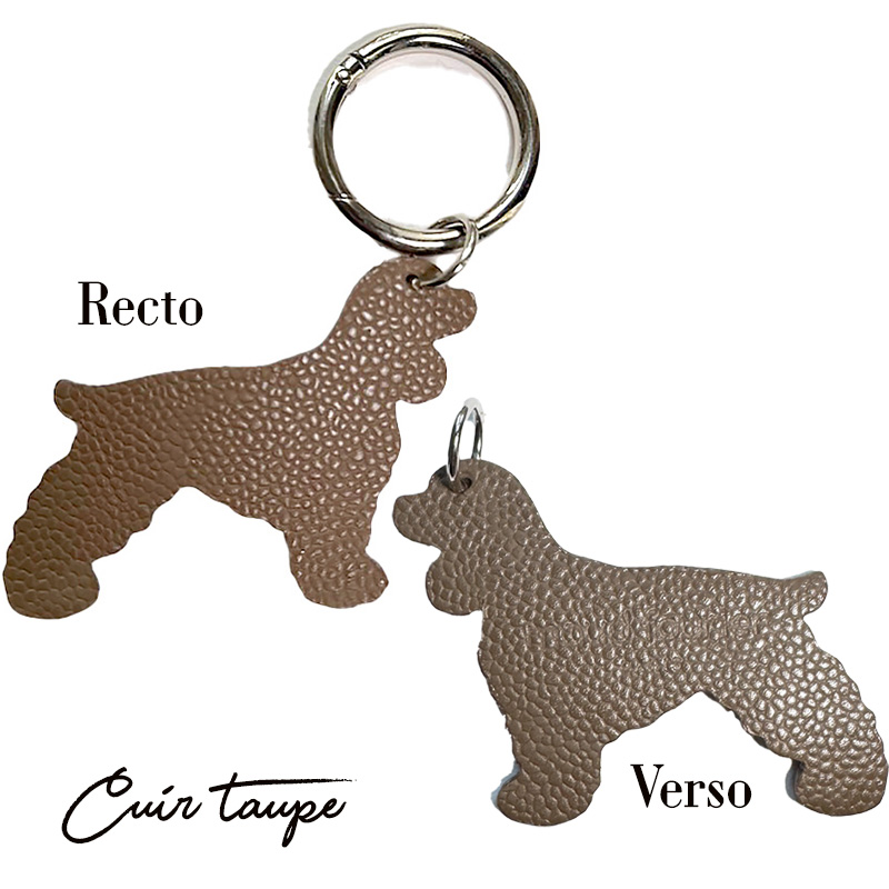 bijou de sac chien cuir grainé taupe maud fourier