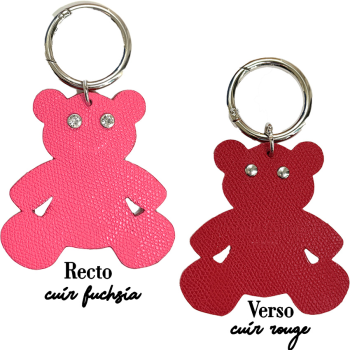 Bear Crystal Eyes leather charm red/fuchsia – Italian gold ring