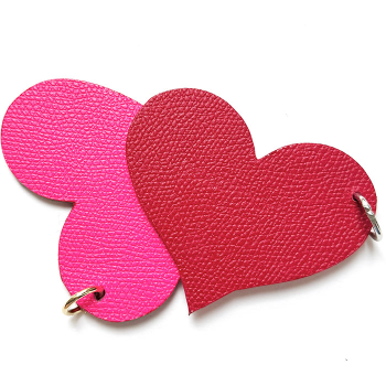 porte clé coeur double face, cuir upcyclé, fabrication paris