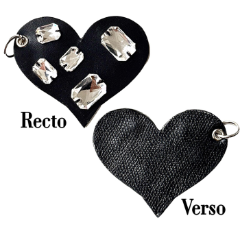 Heart Haute Couture leather charm – hand-sewn glass crystals, Made in Paris