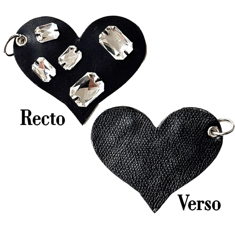 Heart Haute Couture leather charm – hand-sewn glass crystals, Made in Paris