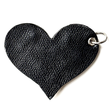 black Upcycled leather heart keyring