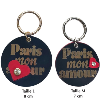 porte-clé rond cuir upcyclé argent taille