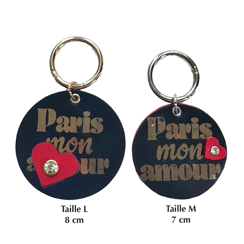 heart inlay leather bag charm