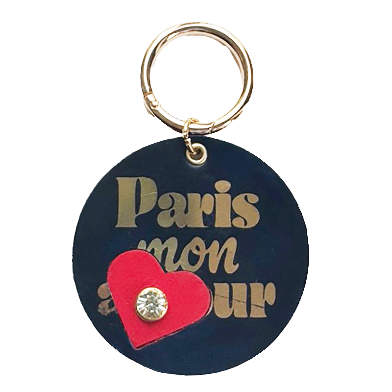 gold embossed paris mon amour keyring