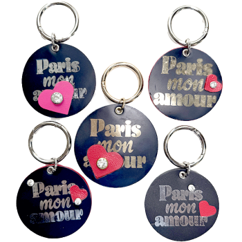 paris mon amour leather bag charm gold