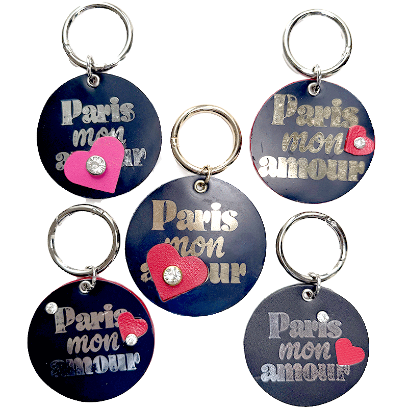 paris mon amour leather bag charm gold