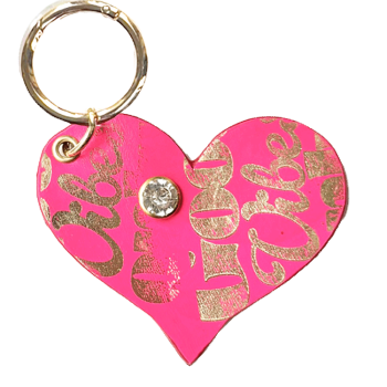 Heart Graffiti black leather with irregular gold hot-stamp, gold ring