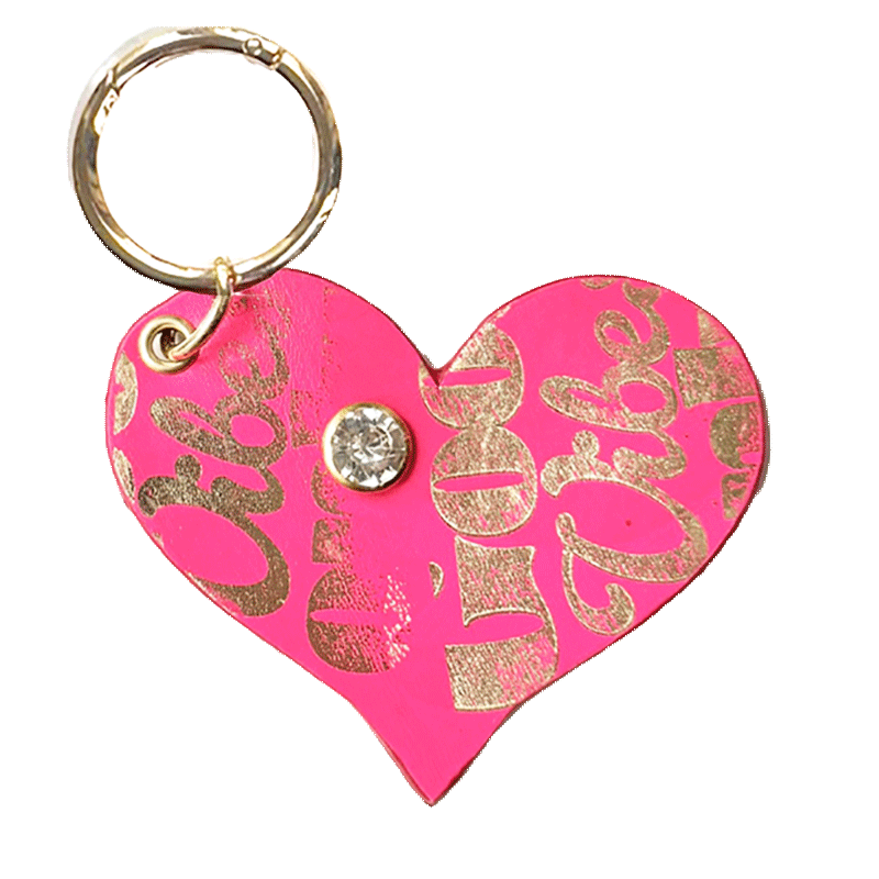 Heart Graffiti black leather with irregular gold hot-stamp, gold ring