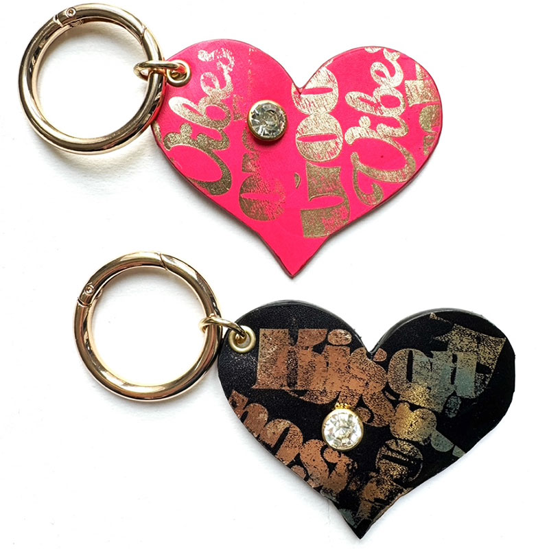 Heart Graffiti charm with crystal rivet, handmade in Paris