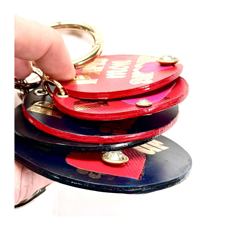 Keyring Paris Mon Amour upcycled leather red or navy