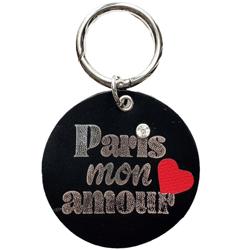 bijou de sac paris mon amour cuir noir marquage argent