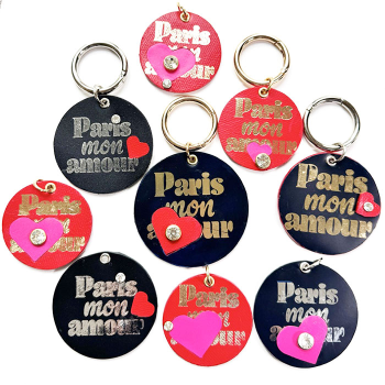 porte clé paris mon amour cuir argent marquage